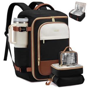 LOVEVOOK 40L 여행용 백팩 기내 반입 승인, 3개의 포장 큐브가 포함된 개인 물품 가방, 여성용 17인치 노트북, 비행기용 백팩에 방수 기능이 있는 휴대용 가방