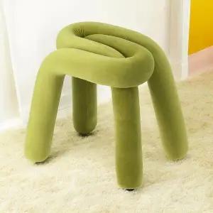 [하프클럽/셀러허브]볼드라인 인테리어 스툴(머드카키) 패브릭 화장대의자