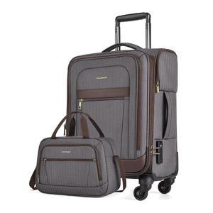 백스마트 기내 반입 수하물 항공사 승인, 더플백이 포함된 20인치 확장형 여행 가방, 스피너 휠이 소프트사이드 경량 그레이