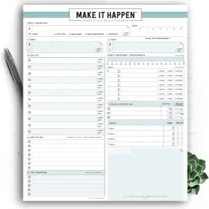 데일리 메모장 플래너 베이직 미니멀 투 두 생산적인 리스트 패드 - 프리미엄 USA 50 티어 오프 (Sea Foam