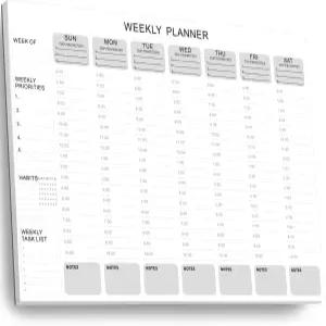 날짜가 없는 주간 시간 계획자 메모장 찢어진 ADHD 플래너 일정 할 일 목록 메모장(52장 8.5 x11