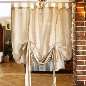 vctops 코튼 린넨 타이업 커튼 컨트리 스타일 탭 상단 조명 필터 조절 가능한 풍선 쉐이드 주방 창문 카페
