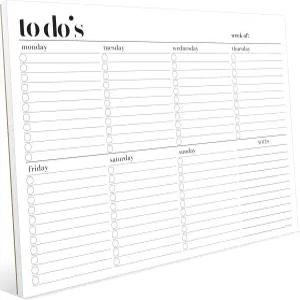 주간 플래너 패드 할 일 목록 메모장 날짜가 표시되지 않은 A4 사이즈(8 3 X 11 7 ) 판지 뒷면 지지대가