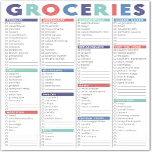 스위트저 오렌지 패스트체크 식료품 목록 냉장고용 자석 패드. 인쇄된 쇼핑 항목과 빈 공간이 있는 6x9인치