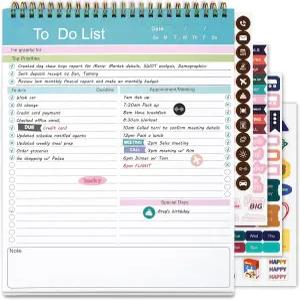 작업 목록 메모장 스파이럴 바운드 날짜가 지정되지 않은 일일 플래너 체크리스트가 있는 52장 8.5인치 X