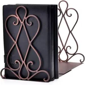 아트킹덤 북엔드 럭셔리 레트로 오거나이저 스탠드 책상 홀더 랙 학교 헤비 리버럴 책장 장식 1쌍 패딩