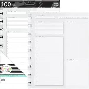 해피 플래너 플랜 + 노트 리필 용지 저널용 안감 및 대시보드 레이아웃 노트북 100매 클래식 사이즈 7인치