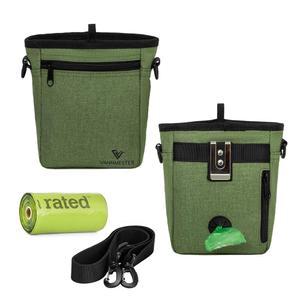 더 강력한 장치가 있는 반메스터 모든 앞주머니는 간식 4컵 파우치 내장 봉투 휴대폰 맞습니다 개 배변 디스펜서(녹색)에