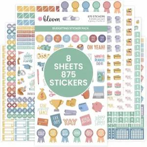 개인 금융 예산 자금 청구서 부채 및 비용 추적을 위한 블룸 데일리 플래너 계획 스티커(8장 팩당 875개