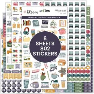 블룸 데일리 플래너 워크데이 에센셜 스티커 - 비즈니스 전문가를 위한 생산성 버라이어티 팩 8매 / 802