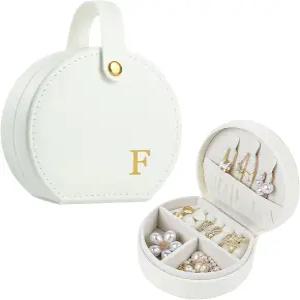 여행용 주얼리 케이스 황금 액센트의 우아한 반달 디자인 탈부착 가능한 손잡이 흰색 개인 맞춤 액세서리