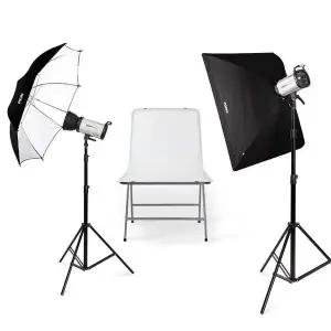 [에이치플러스몰]포멕스 사진조명 스튜디오 촬영 세트 (E400 SUT-C 화이트 엄브렐러)