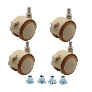 스템 캐스터 교체 나사 회전 가구 고무 바퀴  브레이크 포함  2 인치  270Lbs 4 개 팩
