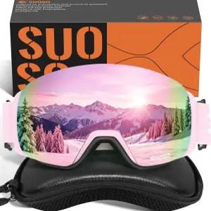 남성용 스오소 스키 고글 프레임리스 여성용 마그네틱 렌즈 UV400 보호 OTG 김서림 방지 스노보드