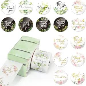 디스펜서 박스가 포함된 800PCS 꽃 감사 스티커 꽃다발 포장용 1.5인치 금박 마감 플로럴 롤 중소기업용