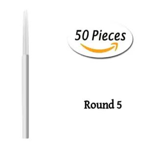 샤오유 원형 마이크로블레이드 바늘 영구 메이크업용 수동 안개 눈썹 문신 펜 50PCS 5R