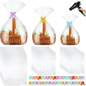 선물 바구니 20인치 x 28인치 24인치 14인치 18인치 투명 플라스틱 열 수축 셀로판 백과 부활절 크리스마스