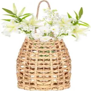 워터 히아신스 직조 행잉 바스켓 벽걸이 화분 바구니 보헤미안 코스털 현관 장식 집 식료품 저장실 농가