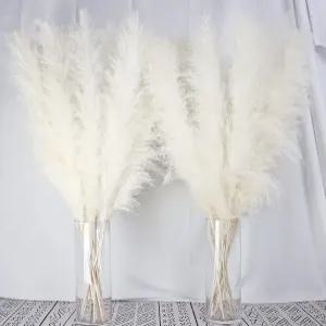 10 스템 40인치 화이트 팜파스 잔디 장식 큰 보호 뉴트럴 홈 부케. 바닥 꽃병 웨딩 플로럴 벽 농가 테이블