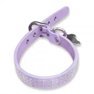 레인보우빌리지 강아지목줄 탈취 핫픽스 가죽 줄 (폭15mm 총길이 37cm) (퍼플)