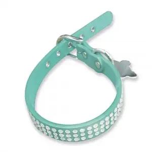 레인보우빌리지 강아지목줄 탈취 핫픽스 가죽 줄 (폭15mm 총길이 37cm) (민트)