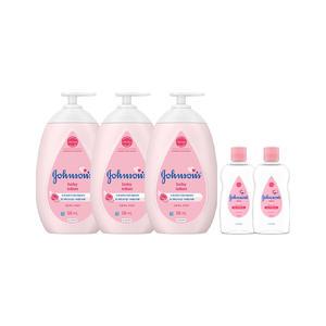 존슨즈 핑크 로션 베이비파우더향 500ml, 3개 + 증정(베이비오일 125ml, 2개)