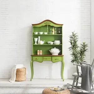 [퍼니프랑] 수입 유럽형 빈티지 엔틱가구 RG 21 콘솔 포함 그린 주방 수납 접시장