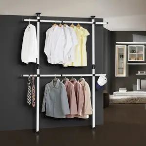 바닥 천장 연결 철봉 행거 철봉옷걸이 2단 흰색 화이트 1개입