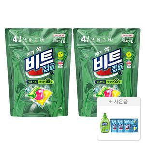 비트 실내건조 캡슐세제 42입, 2개+증정(캡슐세제 5입, 3개+참그린 기름기뽀드득 용기 500g, 1개)