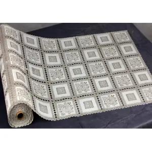 부드러운 브라운 네모꽃무늬 레이스시트 pvc장식매트/테이블/러너/식탁/식탁보/레이스/덮게/탁자/식탁용