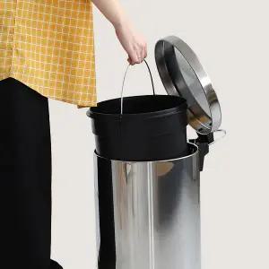 [히키스] 무소음 클로징 냄새차단 스텐 20L종량제 풋페달휴지통