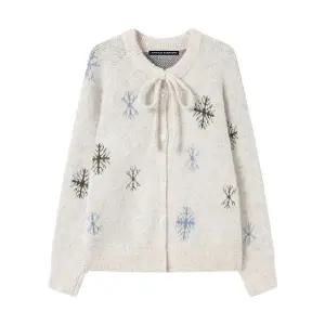 [미니멈][미니멈 에브리데이]울 눈꽃 넥 끈 리본 포인트 니트 가디건 (EB4CK043D)