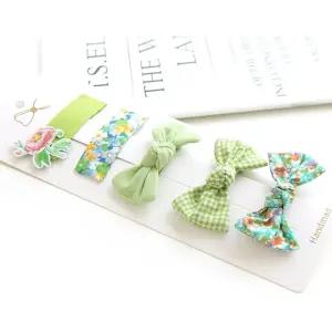 그린 똑탁핀 리본 헤어 집게핀 5종세트 4세여아선물/세트/나들이/여아/4세/5세/6세/아기/어린이/선물/유아