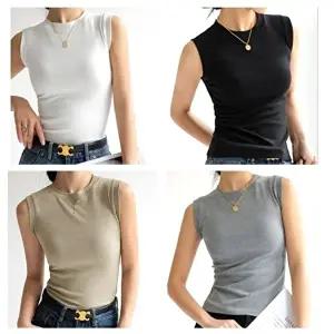 여름 시원한 여성 스판 라운드넥 민소매 나시 티셔츠 (KYR-WDFA7EC)