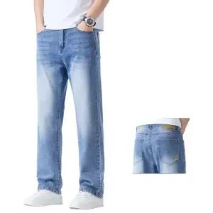 남성용 봄 일자핏 여름바지 솔리드 슬림 연청 워싱 라이트 스판 청바지 스트레이트 M스포1