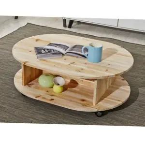원목 소파 테이블 타원형 바퀴형 로우 원목 거실 테이블 좌식 이동식 보조 무빙