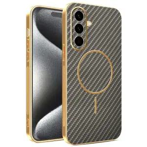 갤럭시퀀텀6 A56 5G A566 맥세이프 고급 카본 패턴 도금 프레임 슬림 핸드폰 케이스