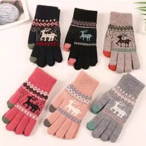 토시 은창)핸드폰 터치 디어 눈꽃 니트 장갑 겨울 방한