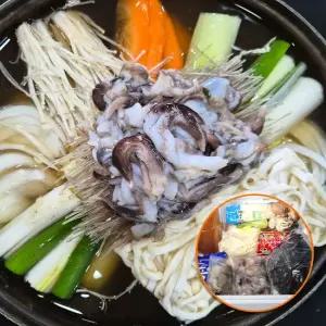 [올인원 밀키트] 제철 새조개 쭈꾸미 샤브샤브 육수+야채+면+초장 풀세트)