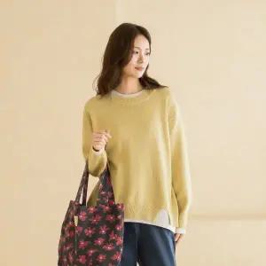 [마담4060]엄마옷 마담4060 [내추럴포엠]블룸배색트임 여성 데일리 니트 -RKN2603004-