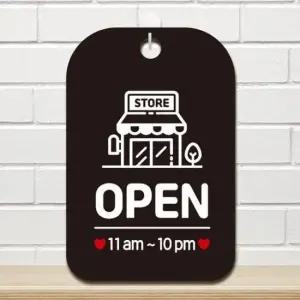 [Deco] STORE OPEN 11am 10pm 사각안내판 알림판 블랙 알림