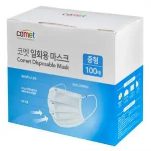 코멧 중형 일회용 마스크 M, 100p, 화이트, 1개 one option