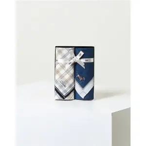 닥스 ACC [선물포장쇼핑백] [DCHA5F064MU] [닥스 GIFT]블루 체크 패턴 면 손수건 2종세트 389157