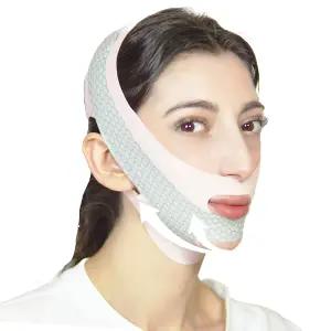 수면용 V 라인 팅 마스크 턱 스트랩 얼굴 이중 감속기 테이프 및 코골이 솔루션(핑크)