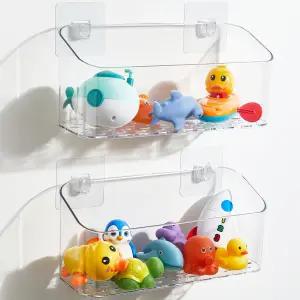 유니콘 목욕 장난감 보관함 욕조 정리함 욕실용 대용량 샤워 캐디 투명 2팩