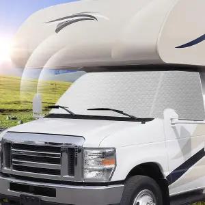 포드 E450 클래스 C(1997-2025)용 보이젠 RV 윈드실드 커버 전천후 4층 단열 열선 그늘막 및 겨울 눈 얼음