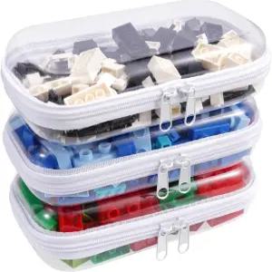 클리어 하드 쉘 지퍼 케이스 3PCS 투명 파우치 사이드 플라스틱 세트 휴대용 여행용 수납 정리함