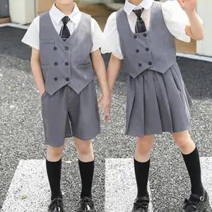 그레이 영국식 반팔 교복세트 교복 학생복(키즈-성인.