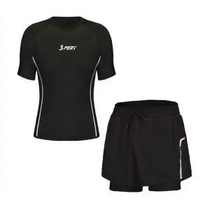 [셀러에이드]남자 레터링 래쉬가드 상하세트 반팔 반바지 투피스 바지내부