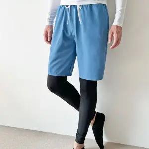 남자 래쉬가드 반바지 레깅스 세트 수영복 팬츠 블루 남성반바지